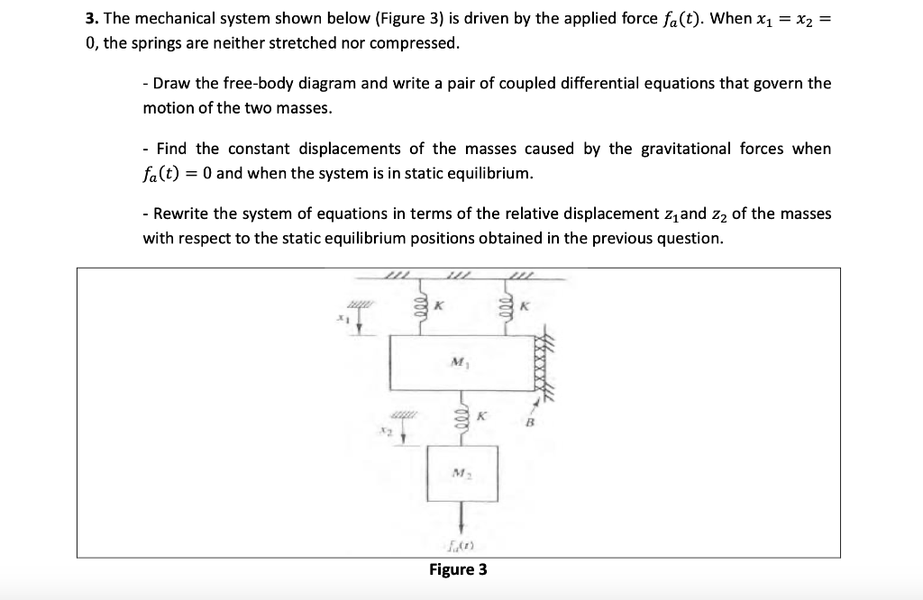 Solved 3. The mechanical system shown below (Figure 3) is | Chegg.com