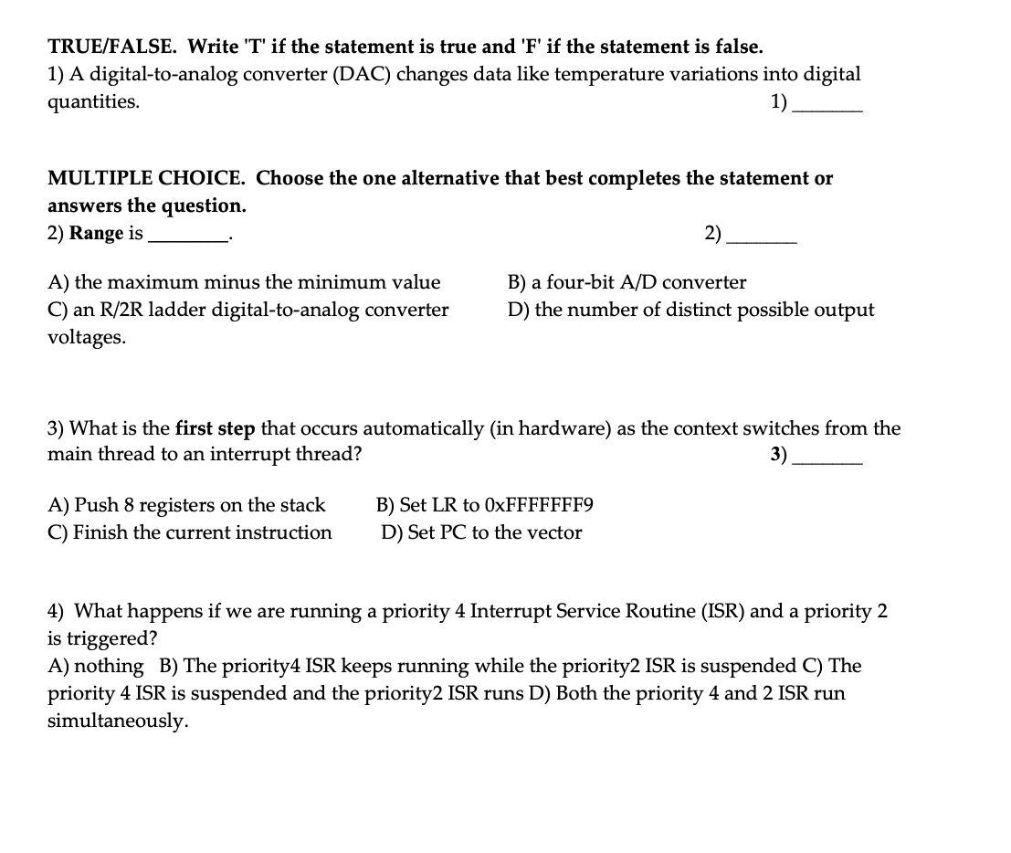 Solved TRUE/FALSE. Write 'T' If The Statement Is True And | Chegg.com