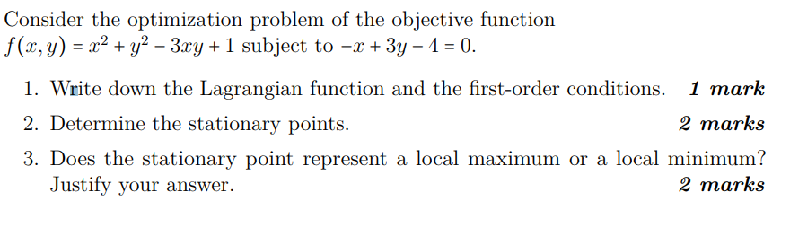 Solved Consider the optimization problem of the objective | Chegg.com