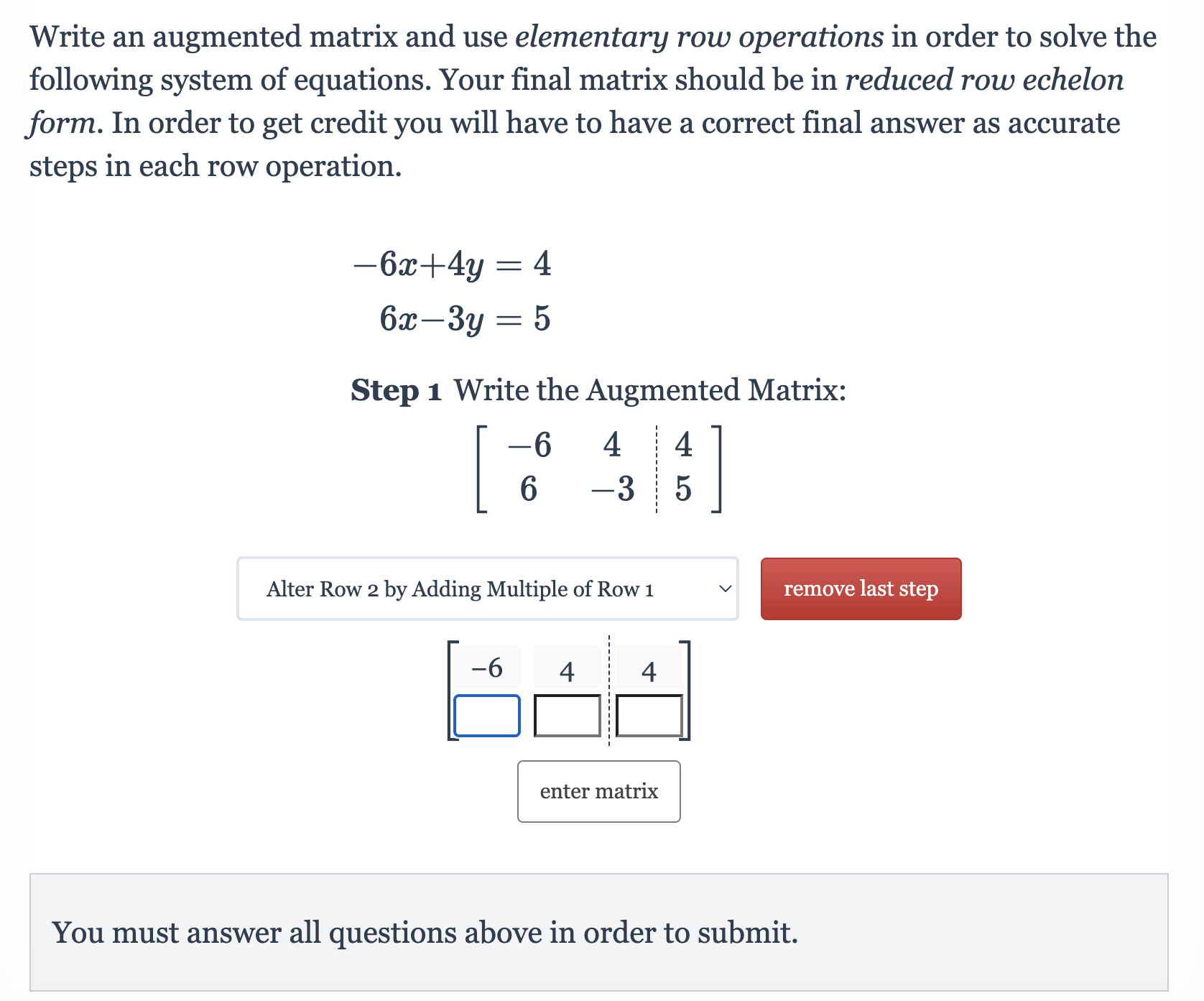 Solved Write an augmented matrix and use elementary row | Chegg.com