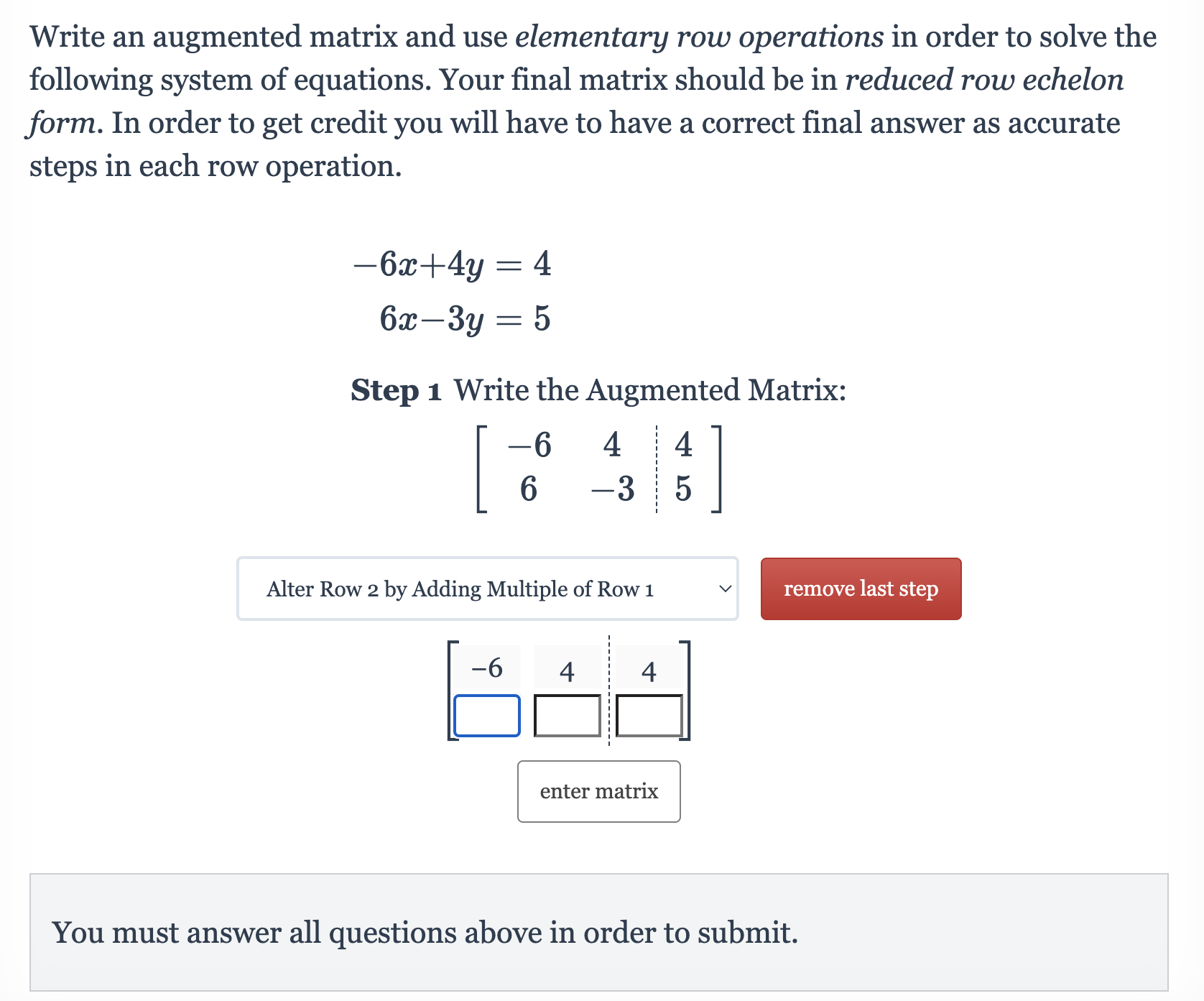 Solved Write an augmented matrix and use elementary row Chegg