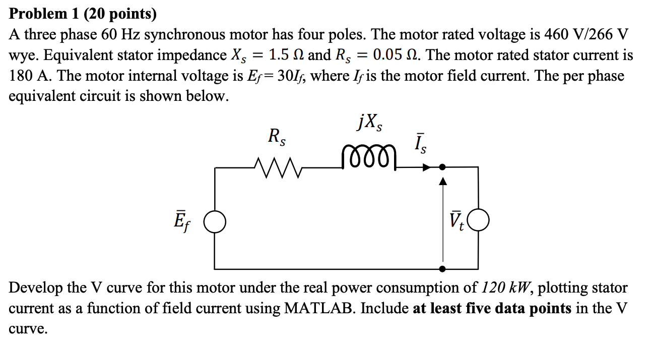 Solved Problem 1 (20 points) A three phase 60 Hz synchronous | Chegg.com