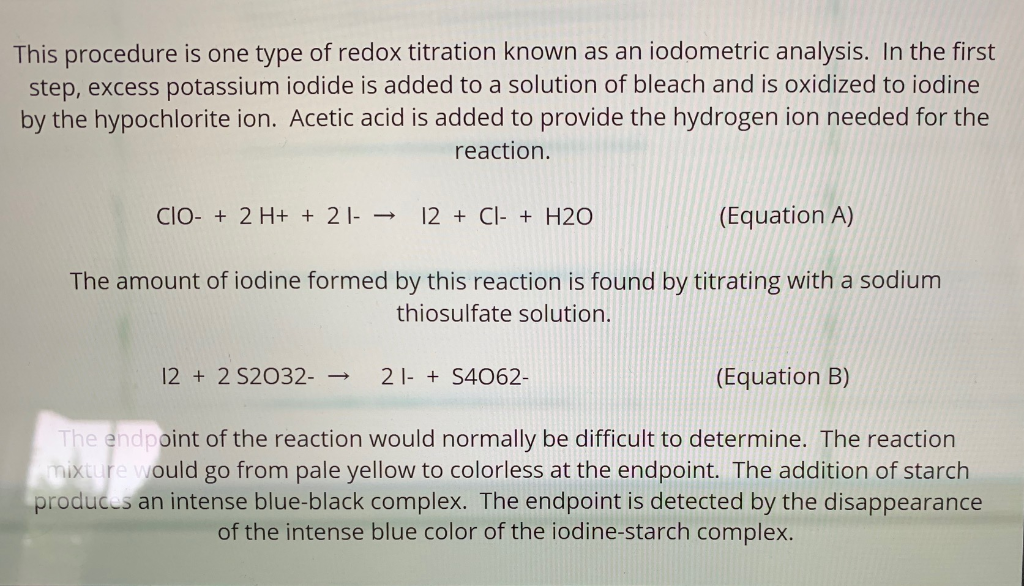 Solved Lab 5 Redox Titration and the Oxidizing Power of