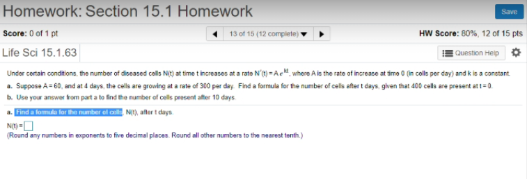 Solved Homework: Section 15.1 Homework Save Score: 0 of 1 pt | Chegg.com