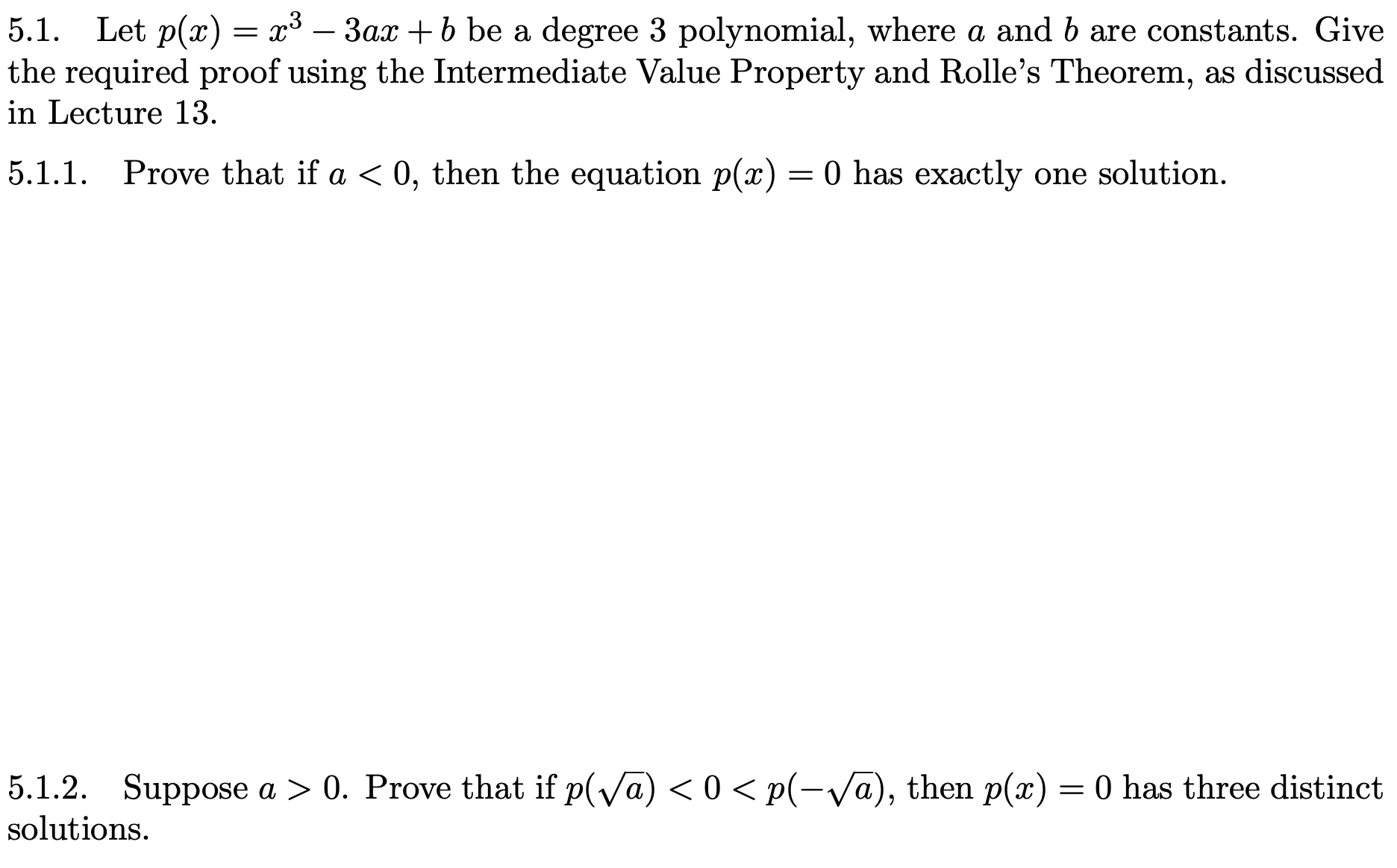 Solved 5 1 Let P X X3 3ax B Be A Degree 3 Polynom Chegg Com