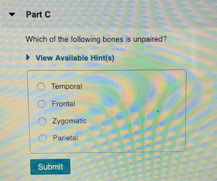 Solved Part C Which of the following bones is unpaired? View | Chegg.com