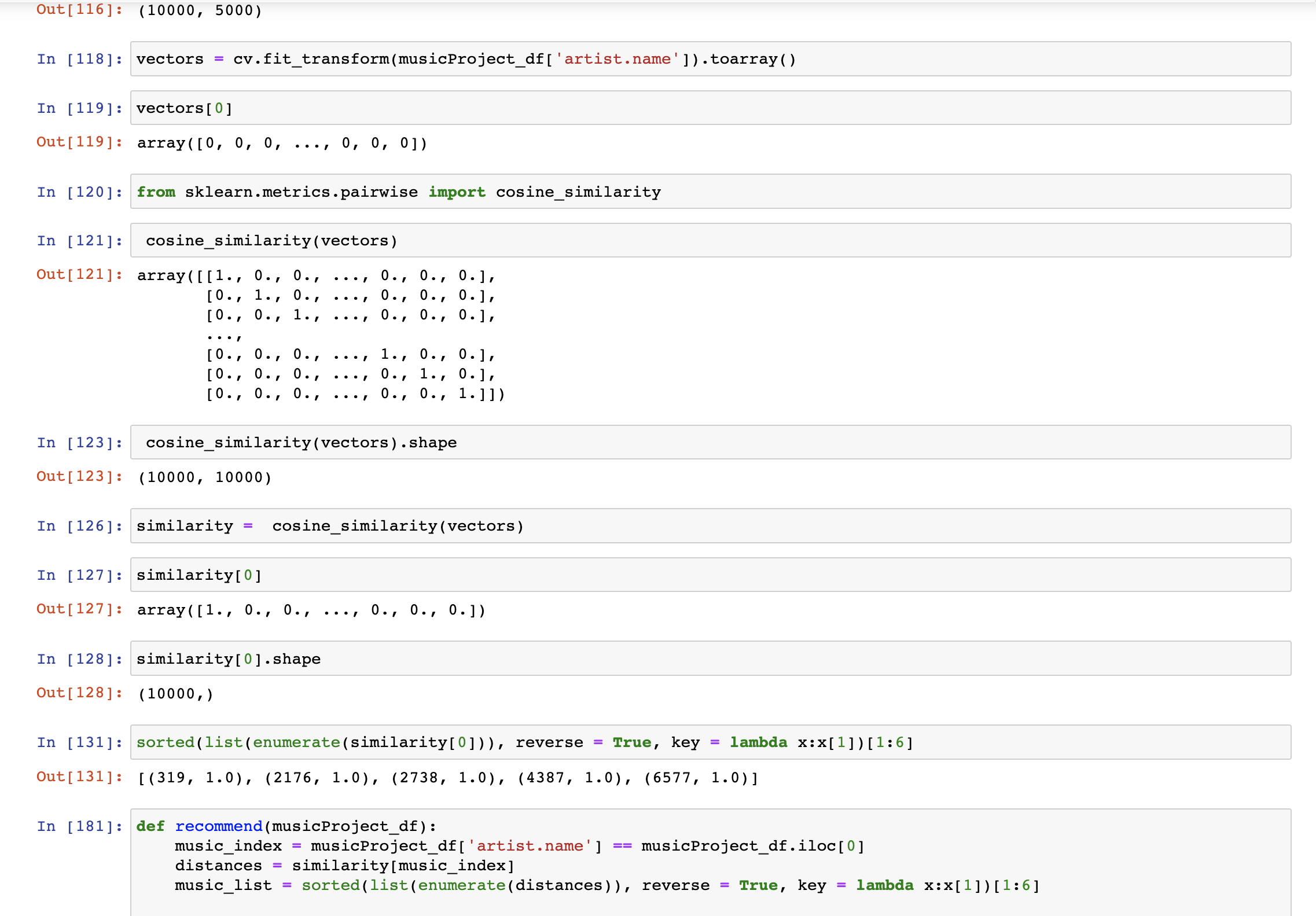Solved Looking to build a simple music recommender system in | Chegg.com