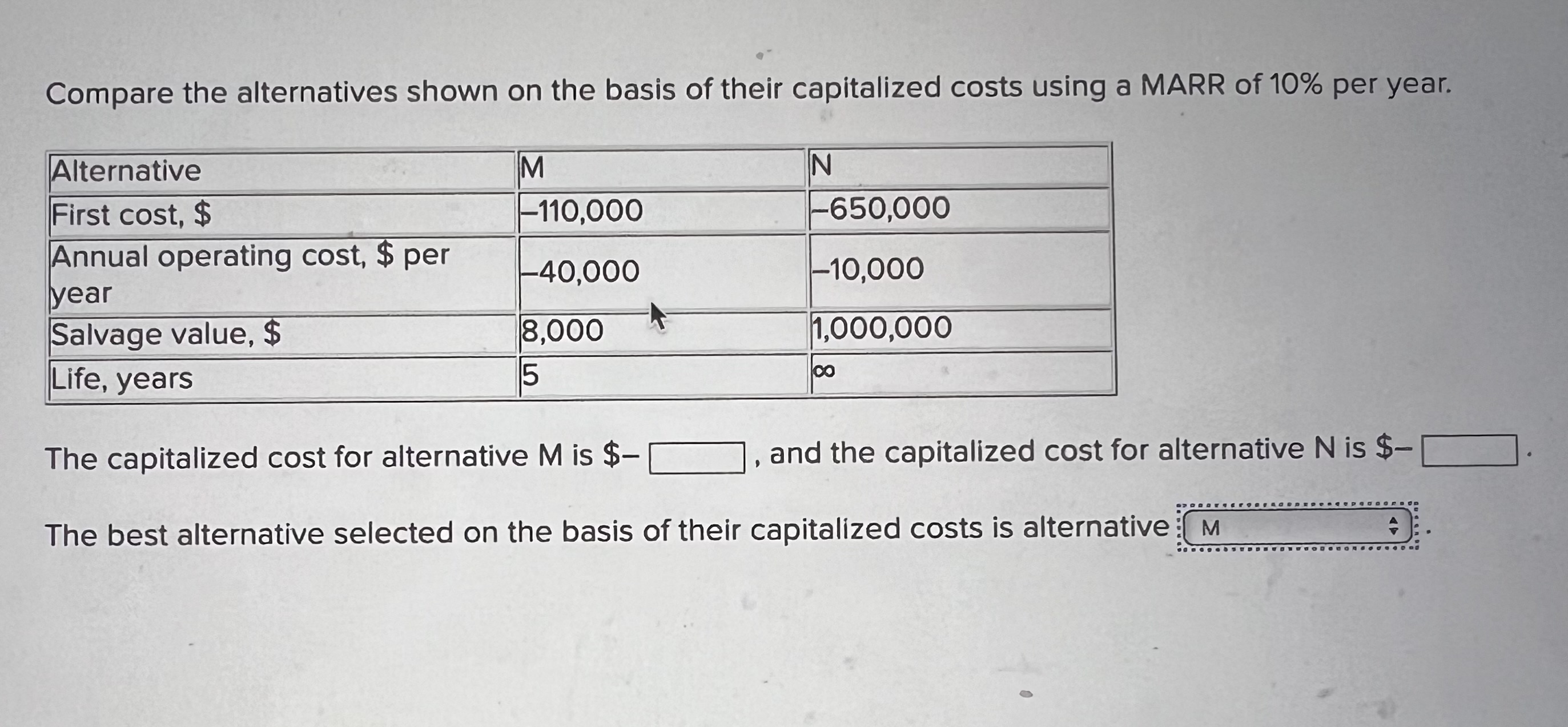 Solved Compare The Alternatives Shown On The Basis Of Their | Chegg.com