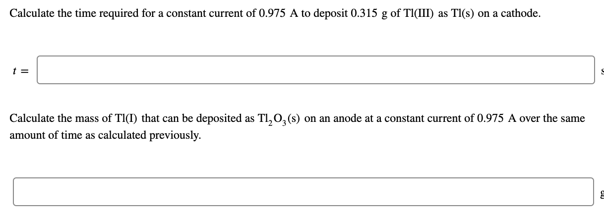 Solved Calculate the time required for a constant current of | Chegg.com