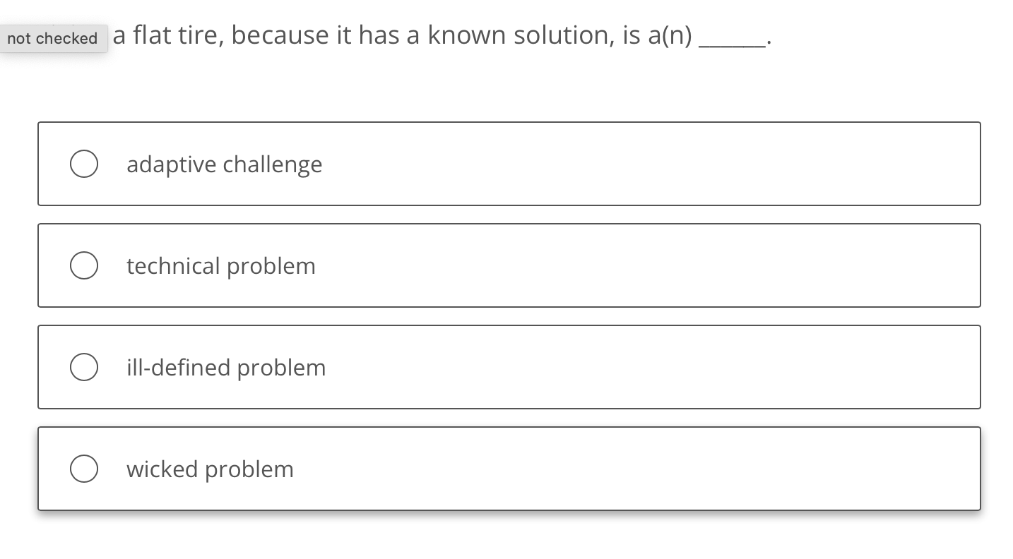 Solved a flat tire, because it has a known solution, is a(n) | Chegg.com