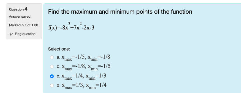 Solved Find the maximum and minimum points of the function | Chegg.com