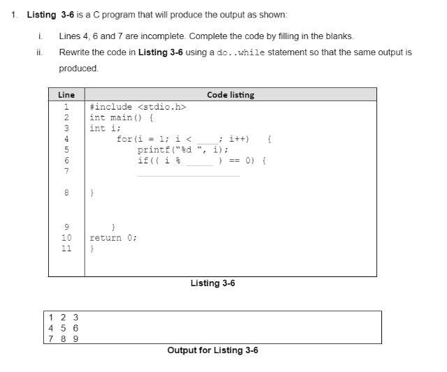 Solved 1. Listing 3-6 is a C program that will produce the | Chegg.com