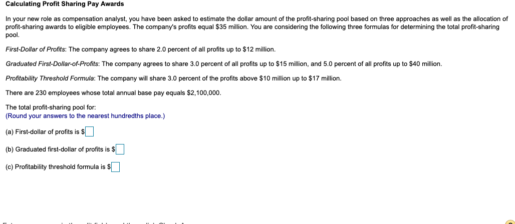 Solved Calculating Profit Sharing Pay Awards In Your New | Chegg.com