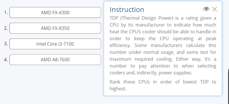 Solved Incorrect answer below Intel Core i5 4460 AMD Chegg