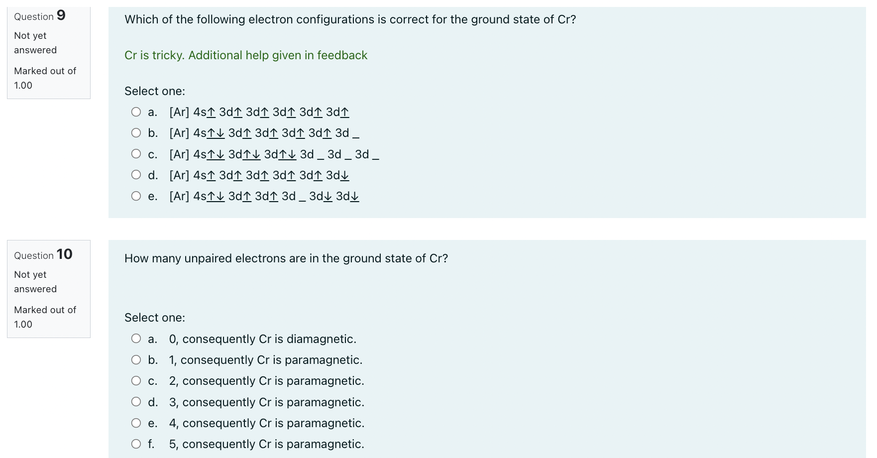 Solved Question 3 What is the ground state electron | Chegg.com
