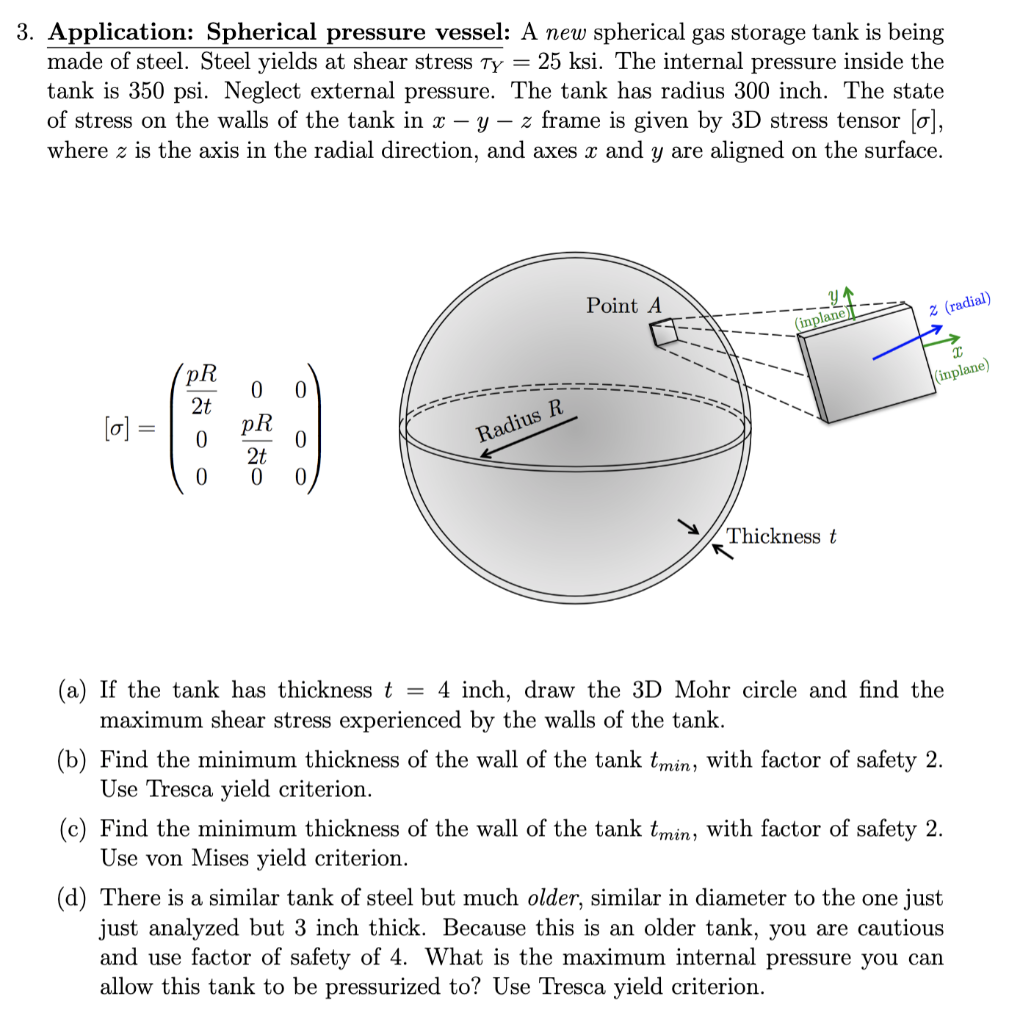 Solved 3. Application: Spherical Pressure Vessel: A New | Chegg.com ...