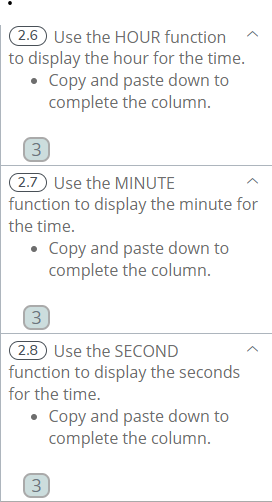 Solved (2.6) Use the HOUR function to display the hour for | Chegg.com