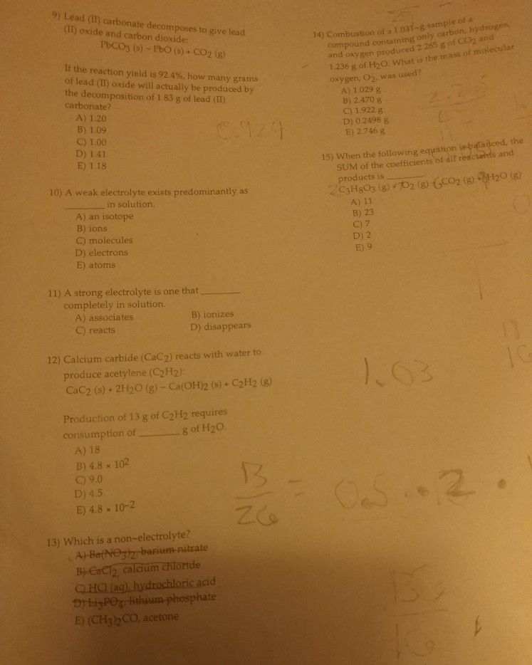 Solved 9) Lead (II) carbonate to give lead (II)
