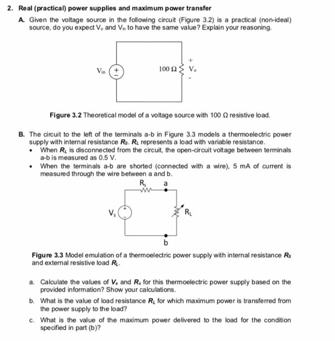 Solved 2. Real (practical) power supplies and maximum power | Chegg.com