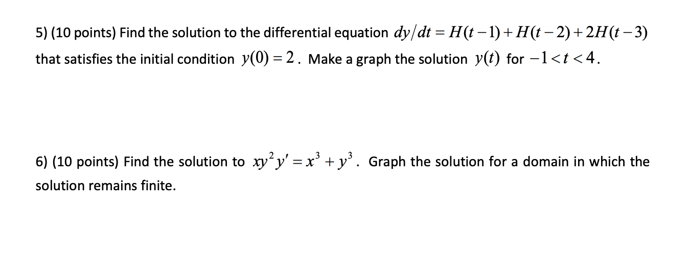 Solved 1) (10 points) For each of the following differential | Chegg.com