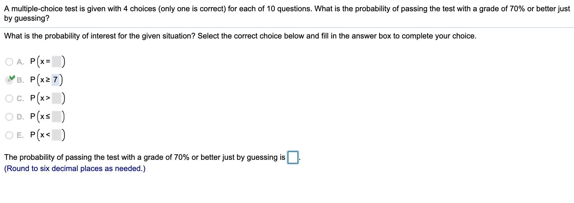 solved-a-multiple-choice-test-is-given-with-4-choices-only-chegg