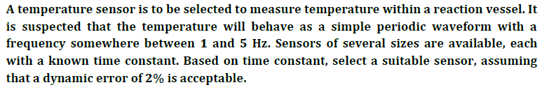 Solved A temperature sensor is to be selected to measure | Chegg.com