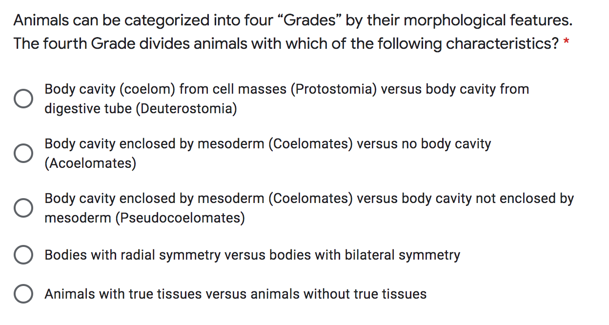 Solved Animals can be categorized into four “Grades” by | Chegg.com