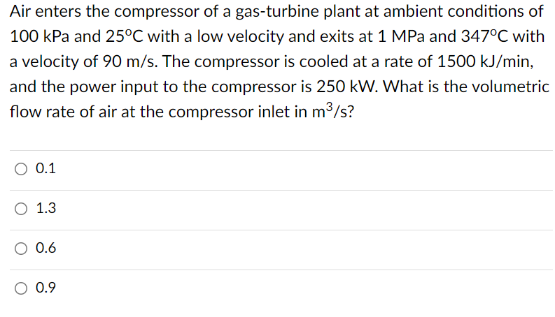 Solved Air Enters The Compressor Of A Gas-turbine Plant At | Chegg.com