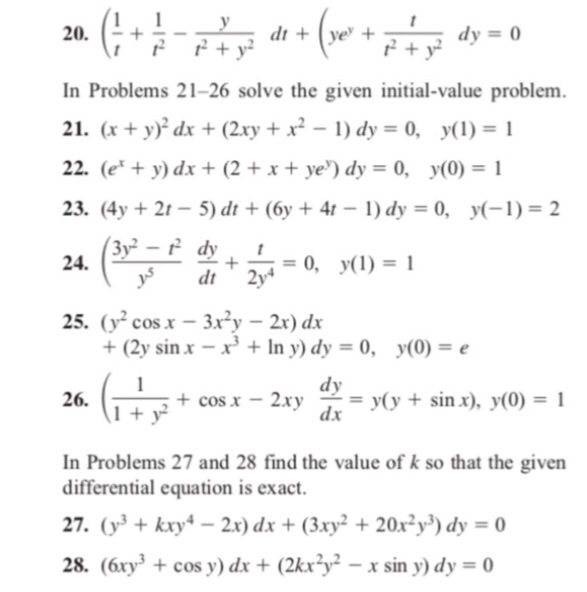 Solved 20. In Problems 21-26 solve the given initial-value | Chegg.com