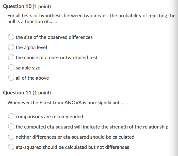 Solved Question 10 (1 point) For all tests of hypothesis | Chegg.com