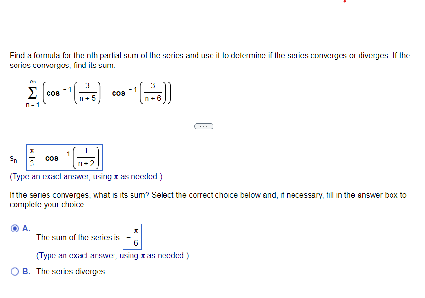 Solved Find A Formula For The Nth Partial Sum Of The Series 6516