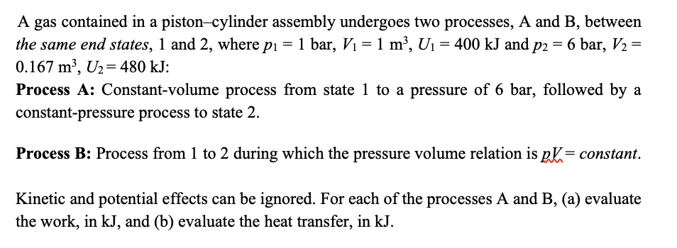 Solved A Gas Contained In A Piston-cylinder Assembly | Chegg.com