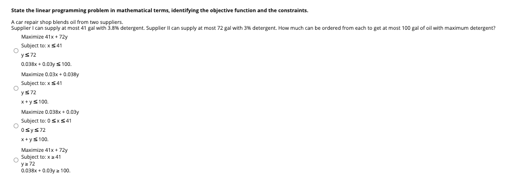 Solved 0 State the linear programming problem in | Chegg.com