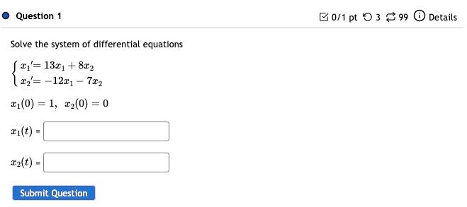 Solved Solve the system of differential equations | Chegg.com