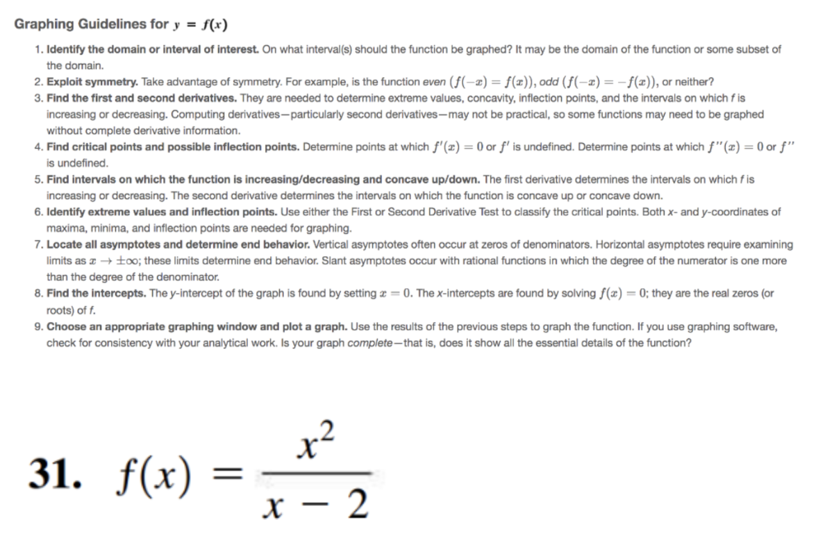 Graphing Guidelines for y=f(x) 31. f(x)=x−2x2 | Chegg.com