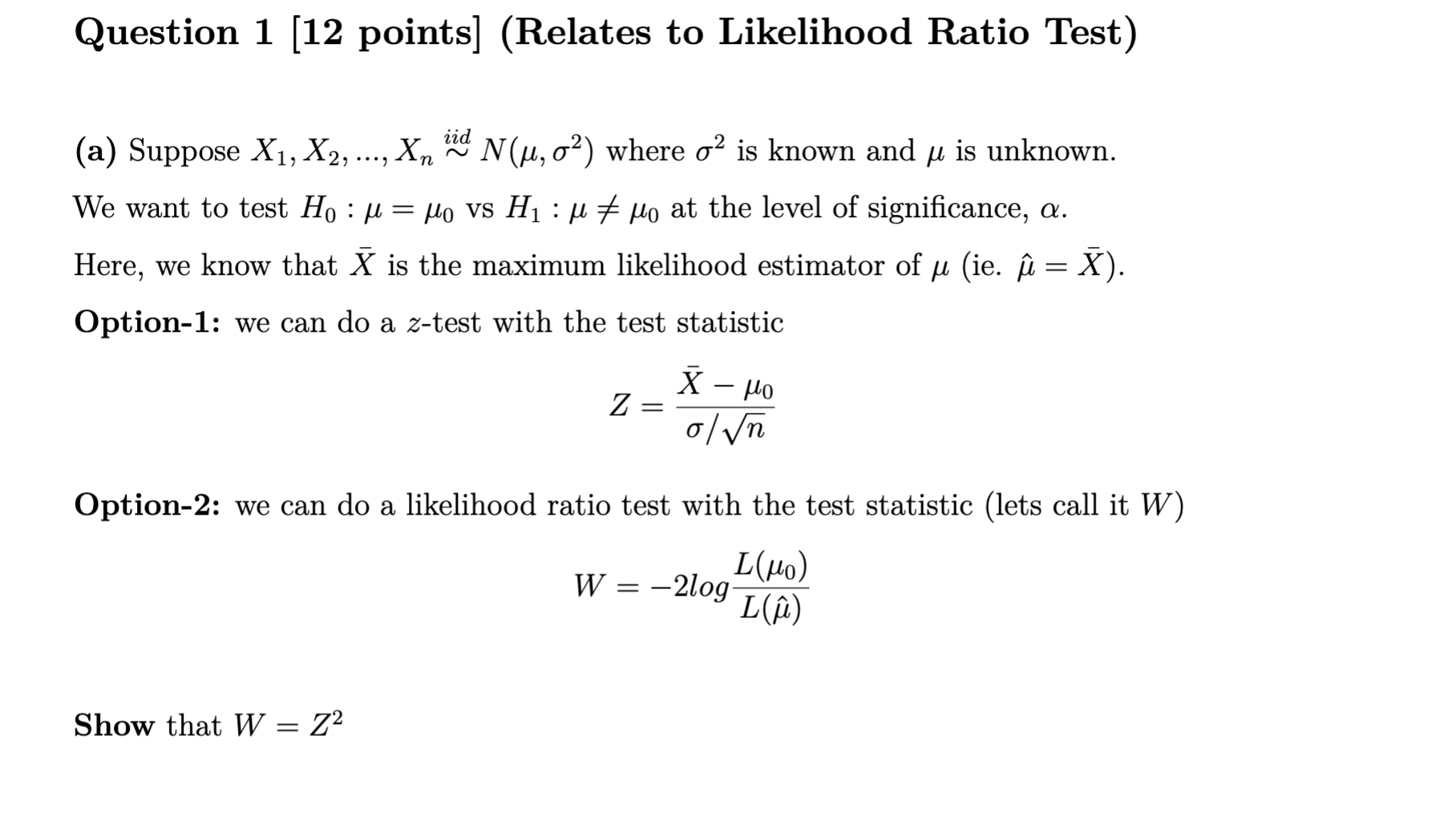 Solved Question 1 12 Points Relates To Likelihood Rati Chegg Com