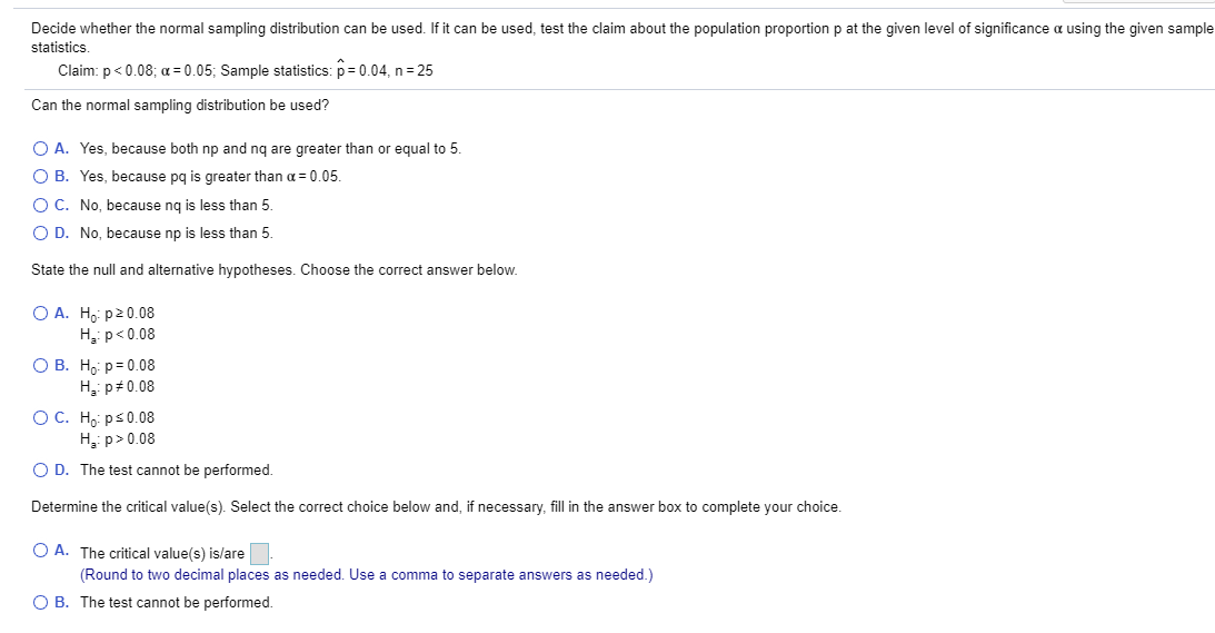 Solved Decide whether the normal sampling distribution can | Chegg.com