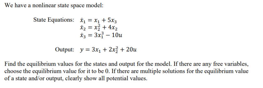Solved We have a nonlinear state space model: State | Chegg.com