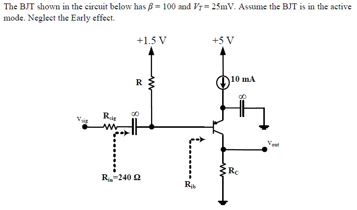 Solved The BJT shown in the circuit below has /3 = 100 and | Chegg.com