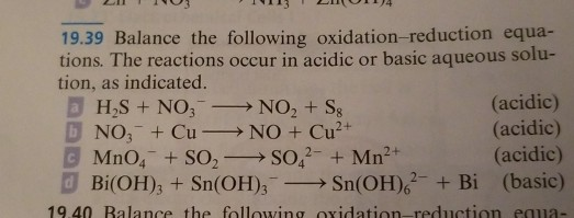 Solved 19.39 Balance The Following Oxidation-reduction Equa | Chegg.com