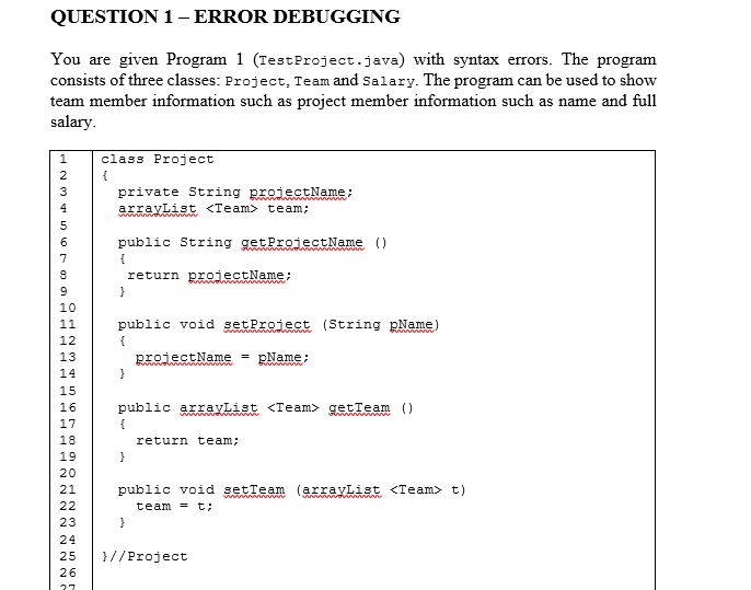 Solved QUESTION 1 - ERROR DEBUGGING You are given Program 1 | Chegg.com