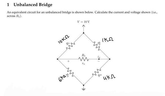 Solved 1 Unbalanced Bridge An equivalent circuit for an | Chegg.com