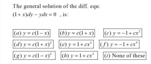 Solved The General Solution Of The Diff Equ 1 X Dy Y Chegg Com