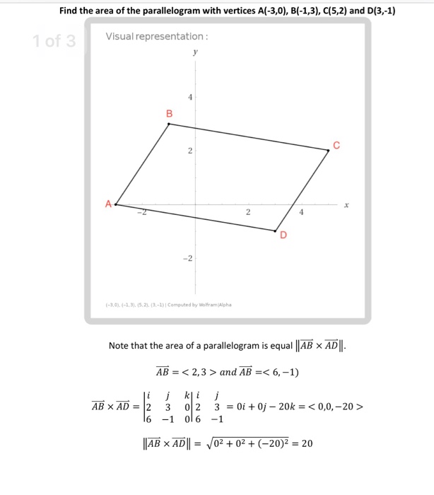 Solved Find the area of the parallelogram with vertices | Chegg.com