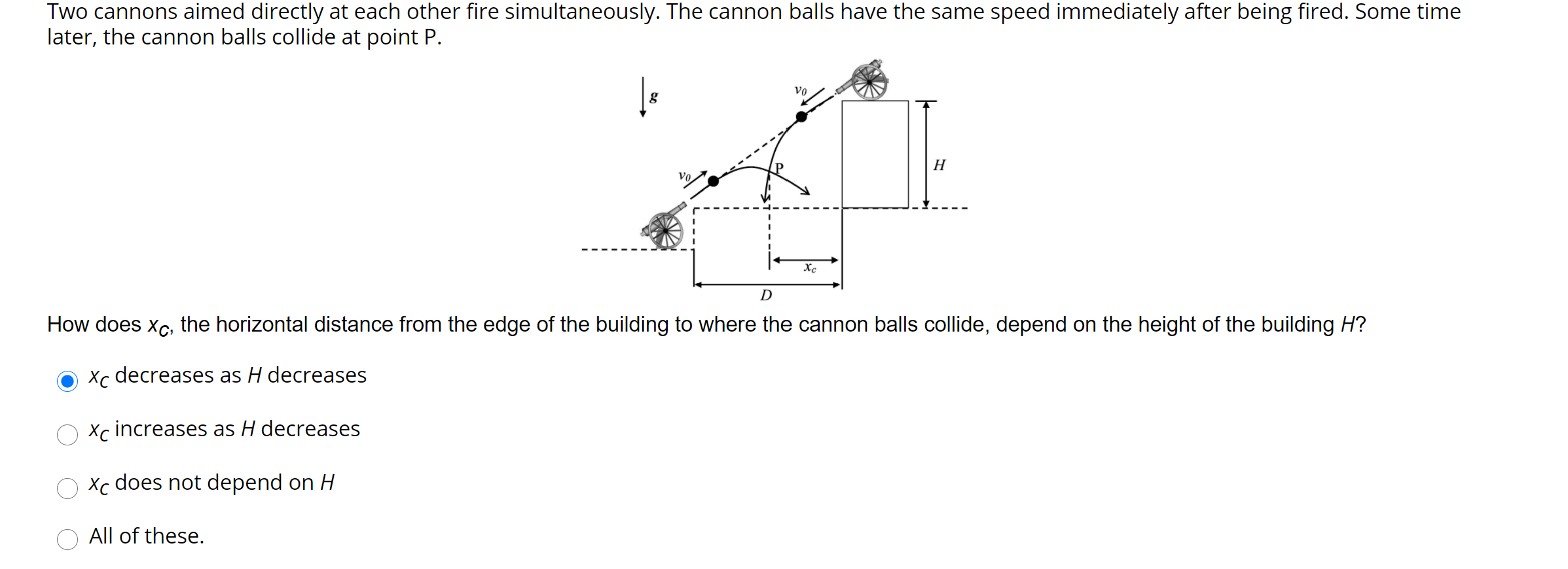 Solved Two cannons aimed directly at each other fire | Chegg.com