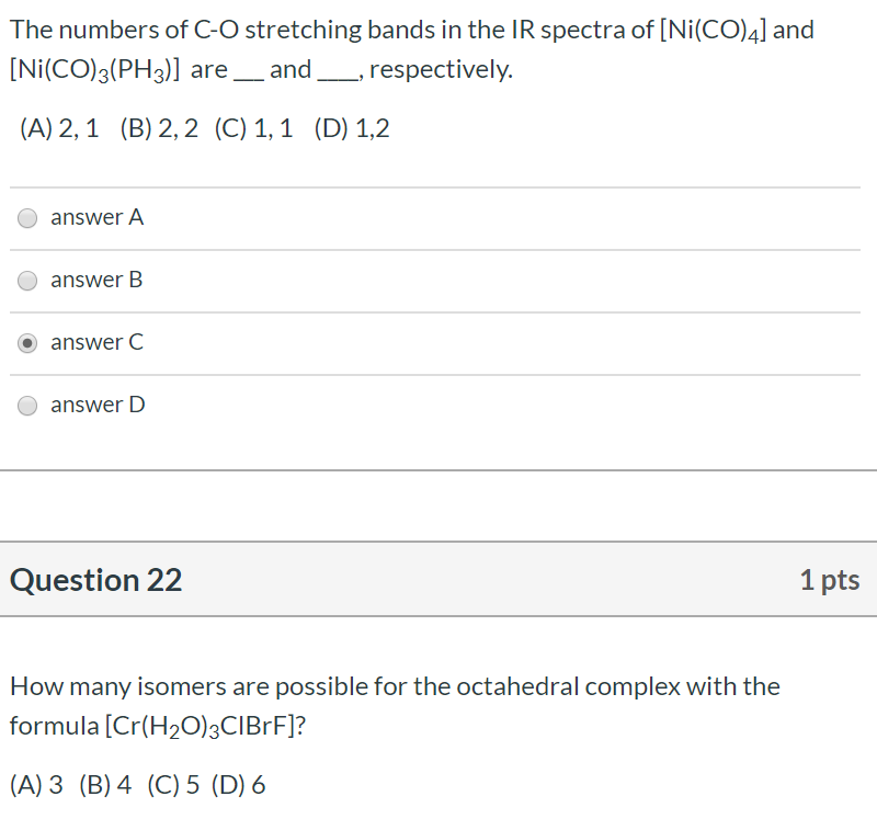 Solved The numbers of C-O stretching bands in the IR spectra | Chegg.com