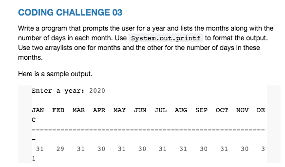Solved CODING CHALLENGE 01 Write a Java program that defines | Chegg.com