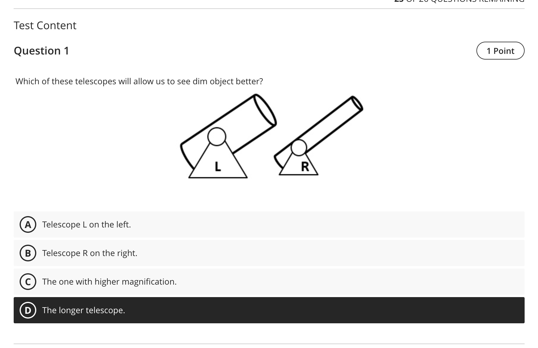 Solved Which of these telescopes will allow us to see dim | Chegg.com
