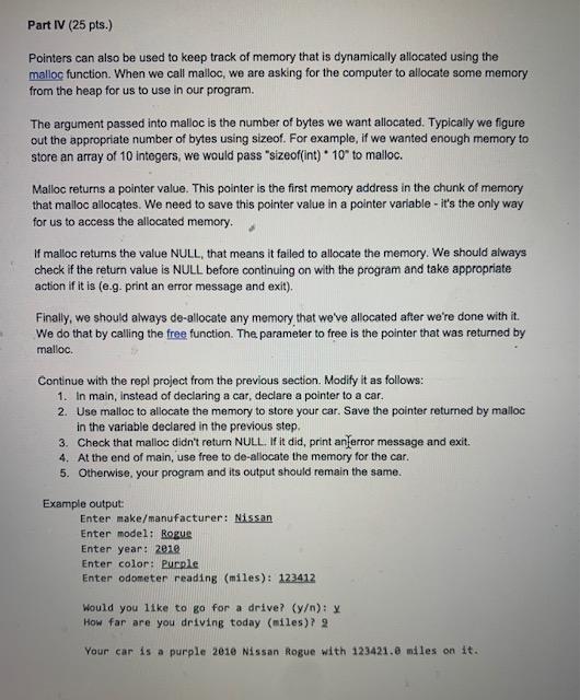 Solved *C code only Please complete part 3 which leads into | Chegg.com