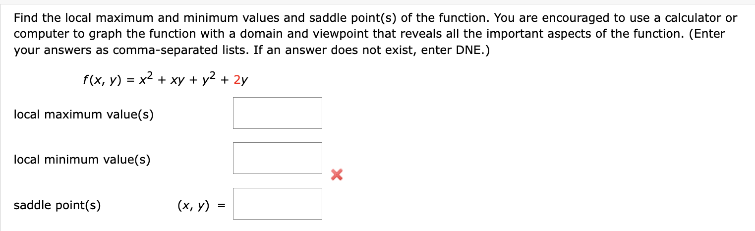 Solved Find The Local Maximum And Minimum Values And Saddle